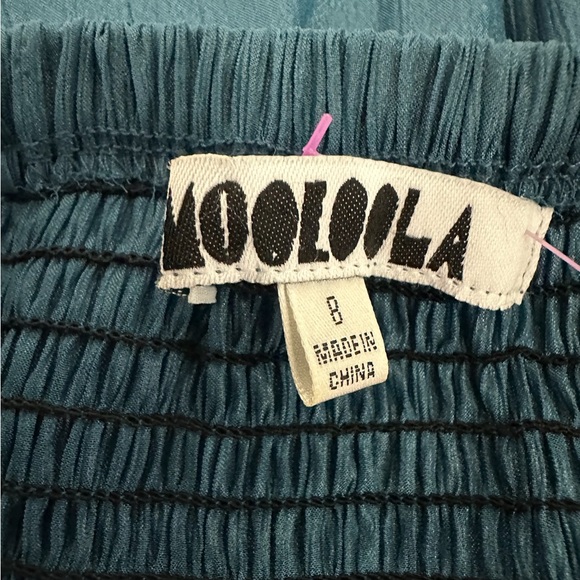 Mooloola Teal Strapless Ruched High-Low Shimmer Dress Y2K Vintage Size 8 - Picture 6 of 7